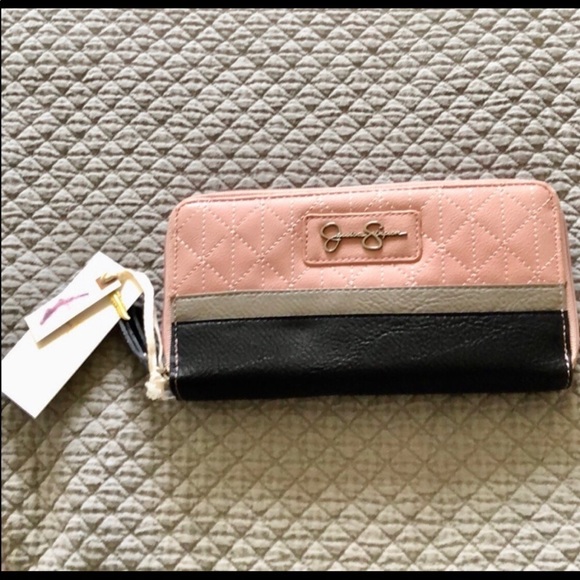 Jessica Simpson Handbags - 🌷NWT Jessica Simpson double zip wallet pink/black